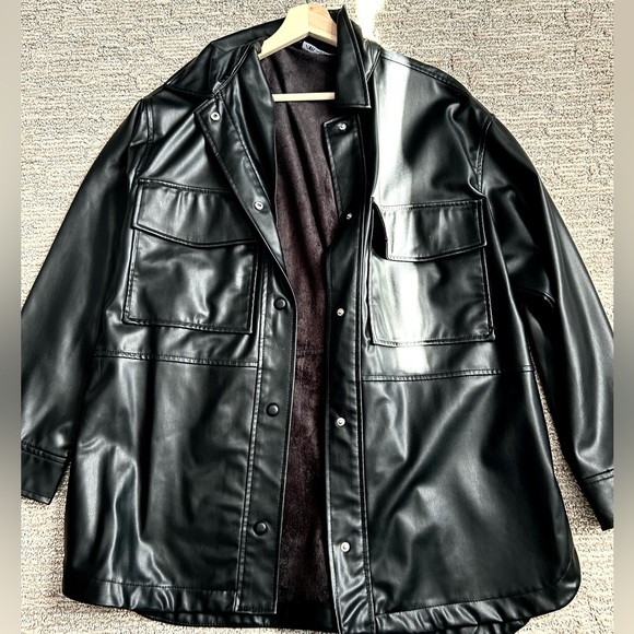 Zara Oversized Faux Leather Shacket - Picture 1 of 3